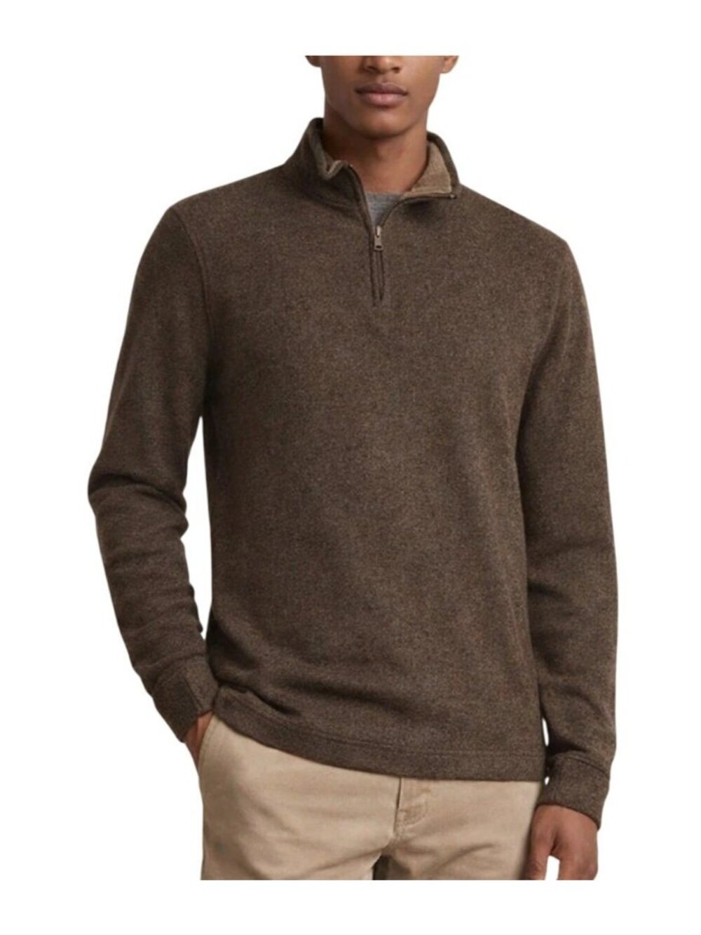 Banana Republic Men's XL Brown 1/4 Zip Pullover Sweater 100% Cotton F1362